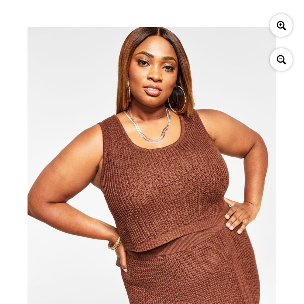 Nina Parker Chocolate crochet Knit Top and Matching Skirt